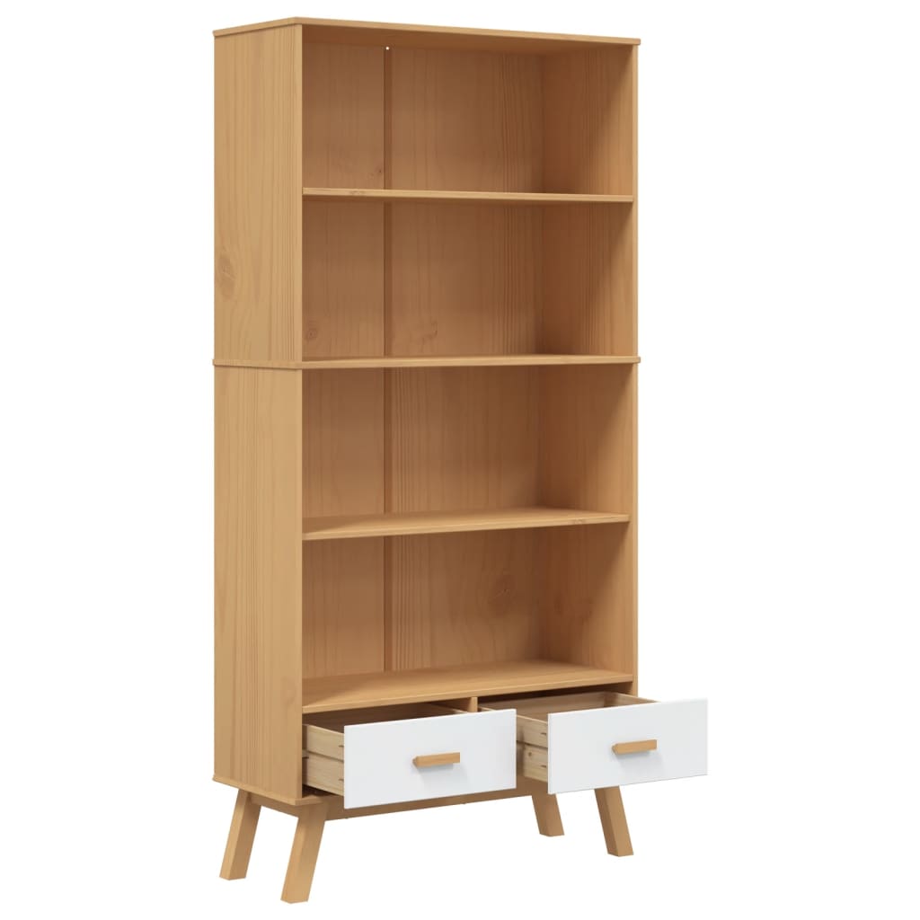 Wooden Bookcase With 2 Drawers - Olden