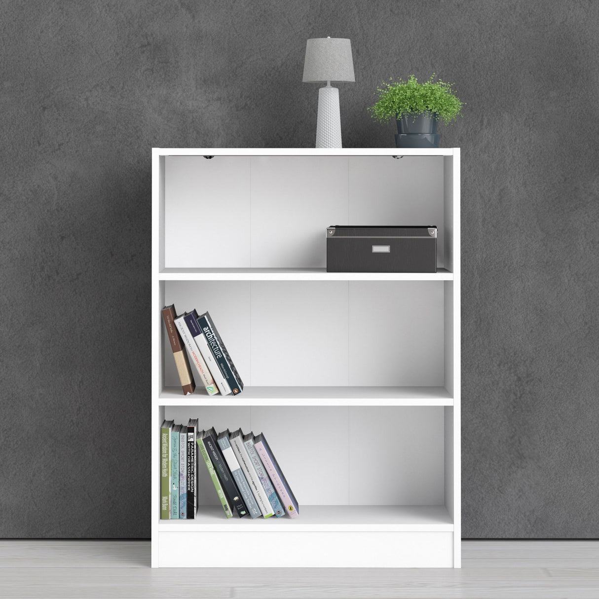 Wooden Bookcase With 2 Shelves Low And Wide - Basic