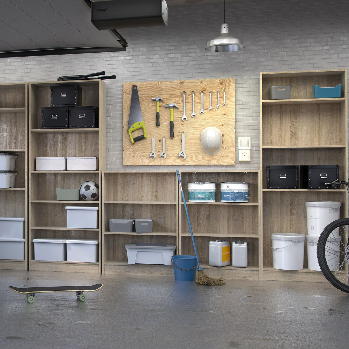 Wooden Bookcase With 2 Shelves Low And Wide - Basic