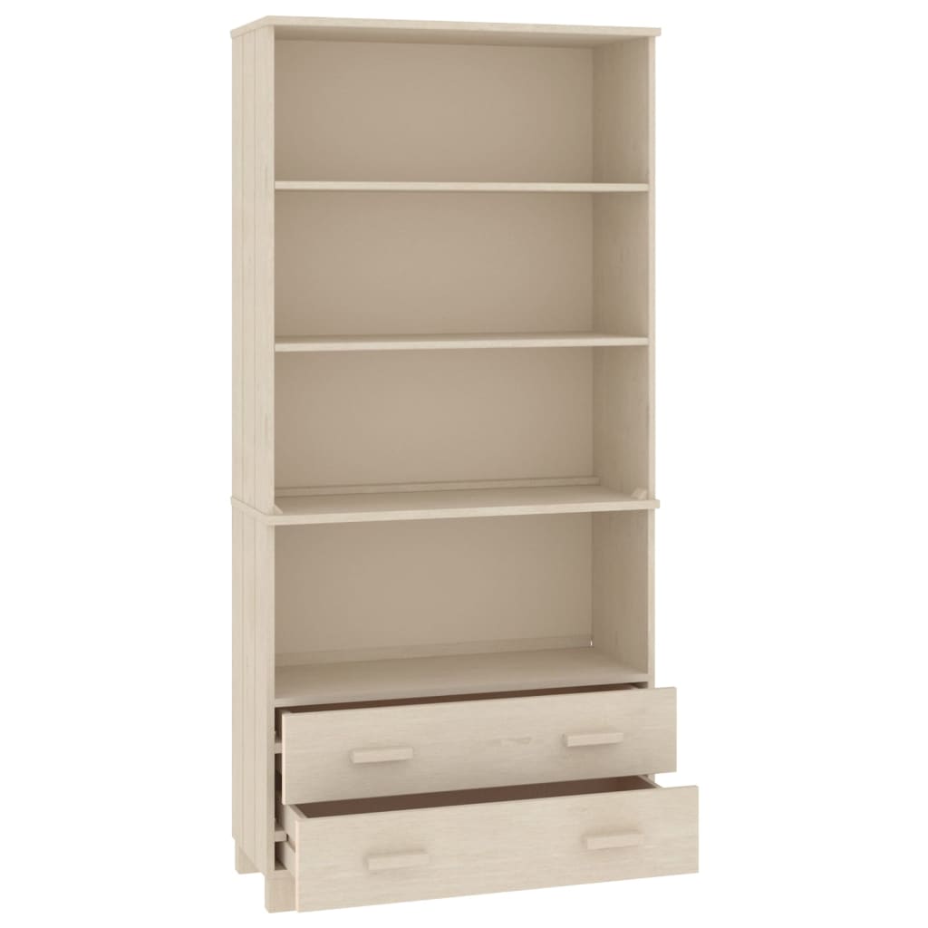 Wooden Bookcase With 4 Shelves And 2 Drawers - Hamar