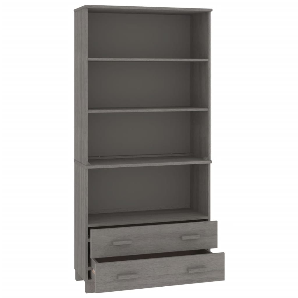 Wooden Bookcase With 4 Shelves And 2 Drawers - Hamar