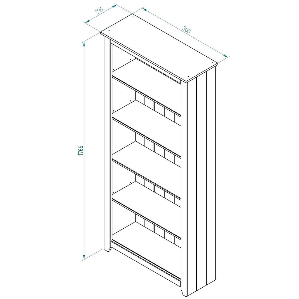 Wooden Bookcase With 5 Shelves - Capri