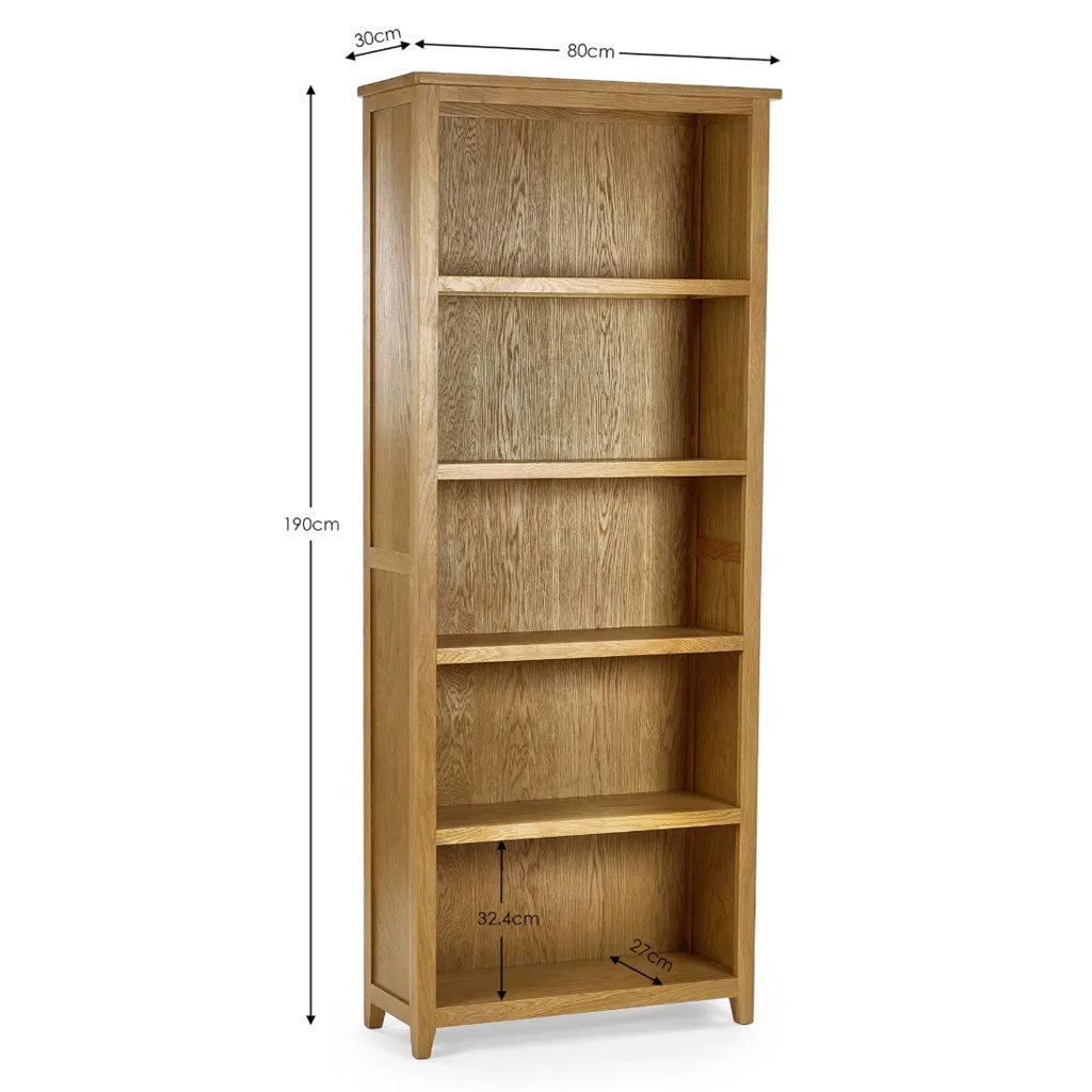 Wooden Bookcase With 5 Shelves - Mallory