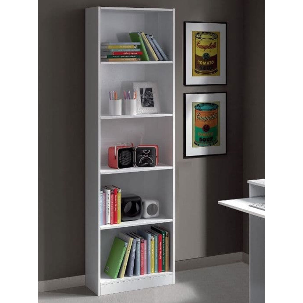 Wooden Bookcase With 5 Shelves - Milan