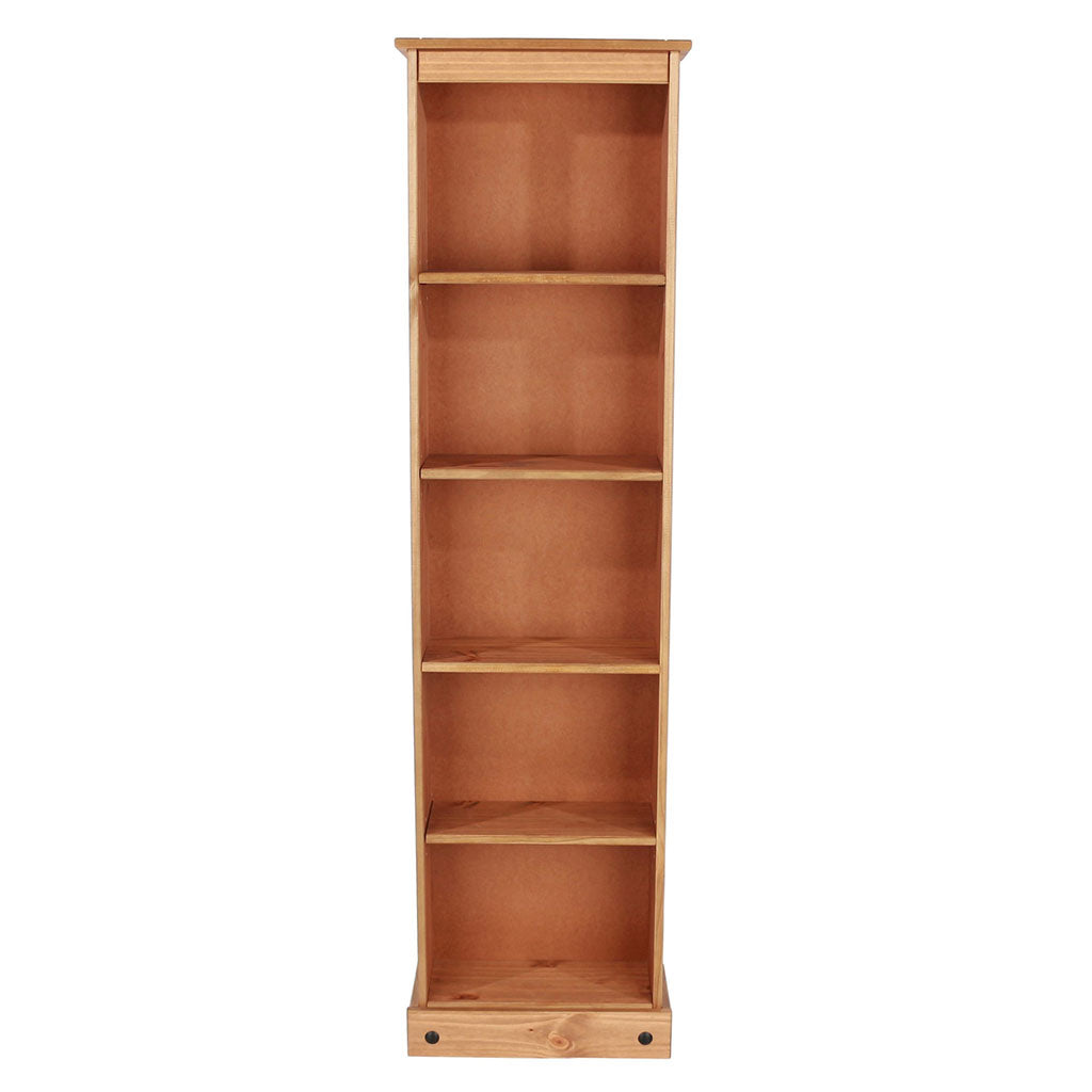 Wooden Bookcase With 5 Shelves Narrow - Corona