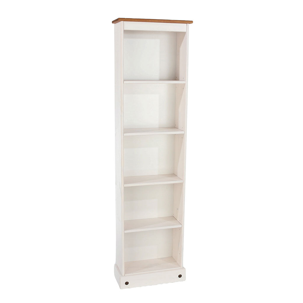 Wooden Bookcase With 5 Shelves Narrow - Corona