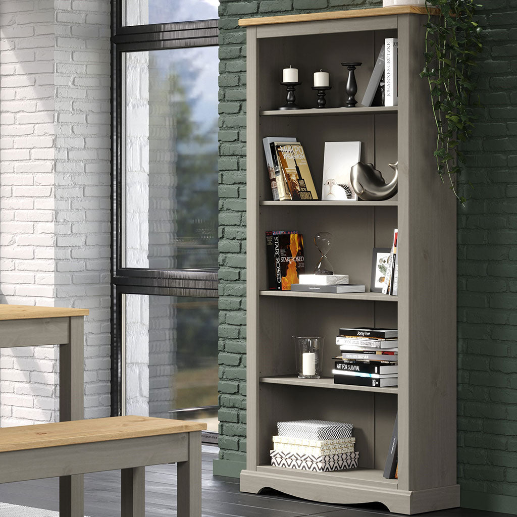 Wooden Bookcase With 5 Shelves Tall - Corona