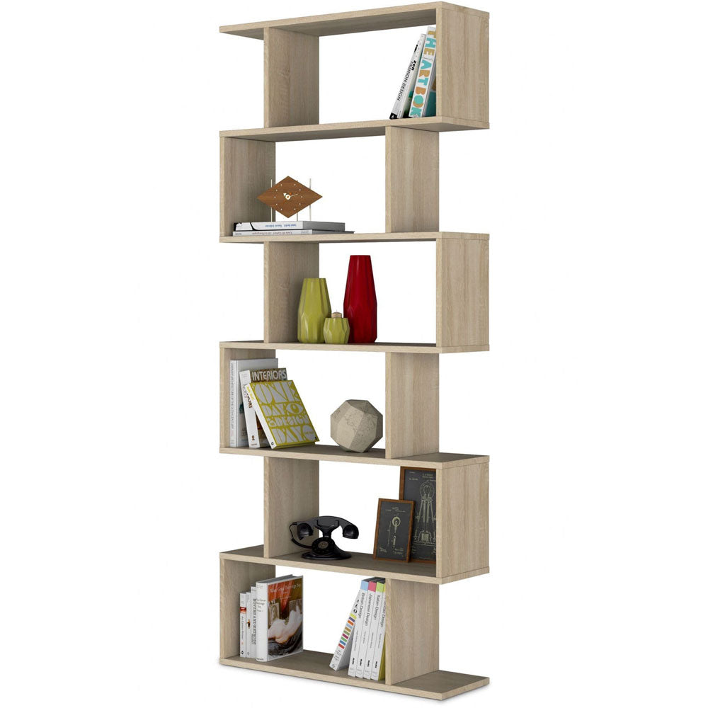 Wooden Bookcase With 6 Open Storage Compartments - Zinnia