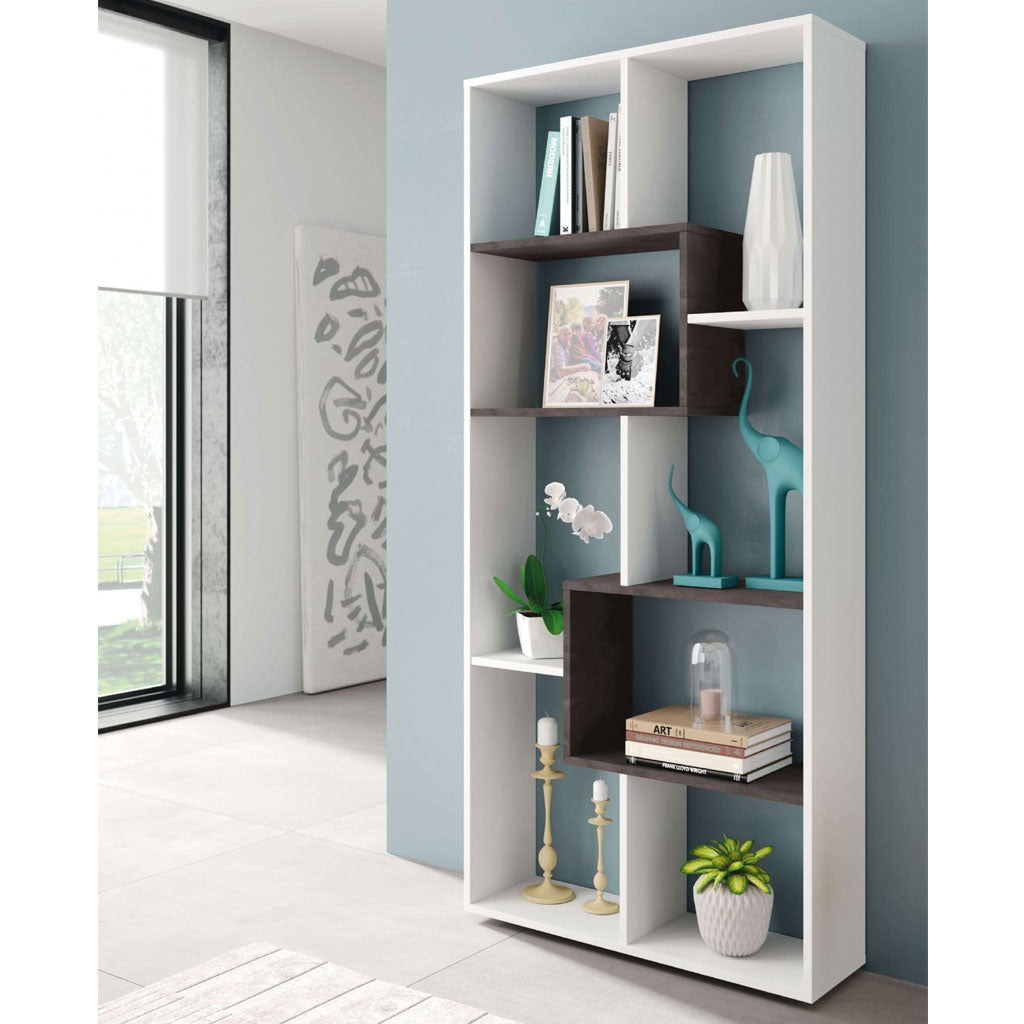 Wooden Bookcase With 8 Shelves - Marina