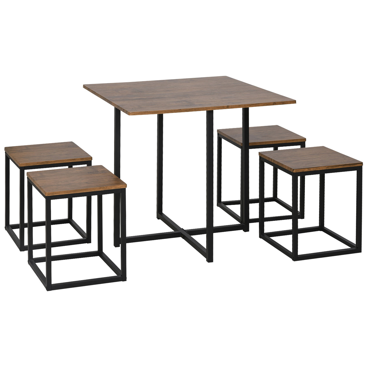 Wooden Breakfast Kitchen Bar Table And 4 Stools - Velmora