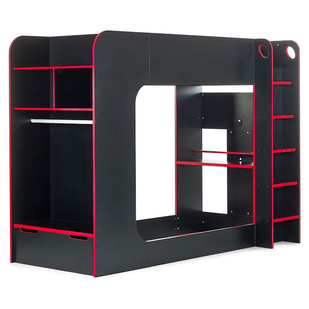Wooden Bunk Bed With Gaming Desk - Horizon