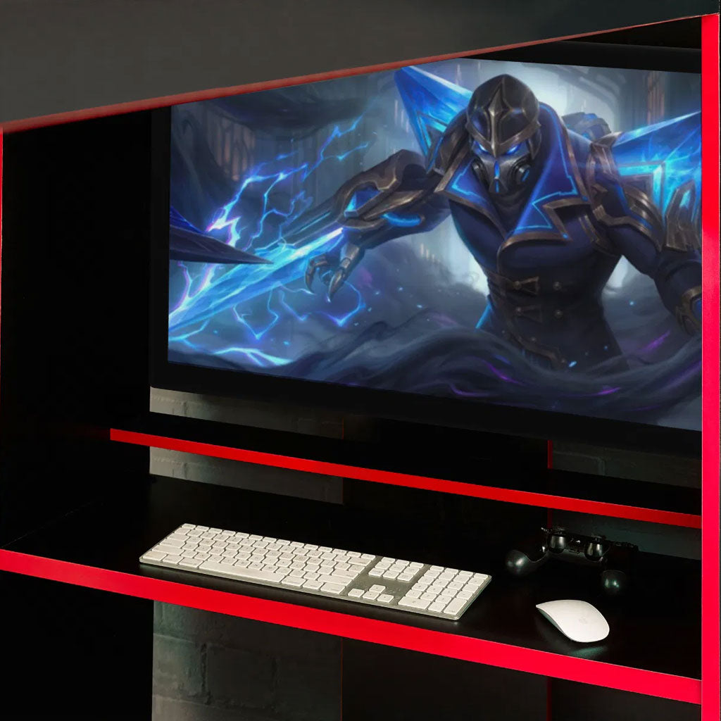 Wooden Bunk Bed With Gaming Desk - Horizon