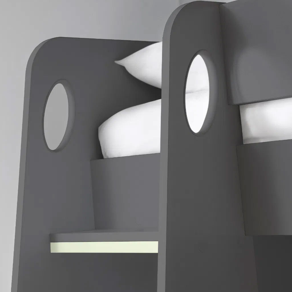 Wooden Bunk Bed With Gaming Desk - Nebula