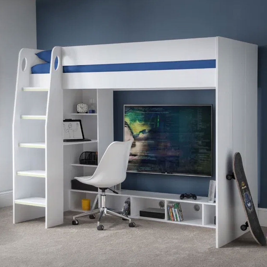 Wooden Bunk Bed With Gaming Desk - Nebula