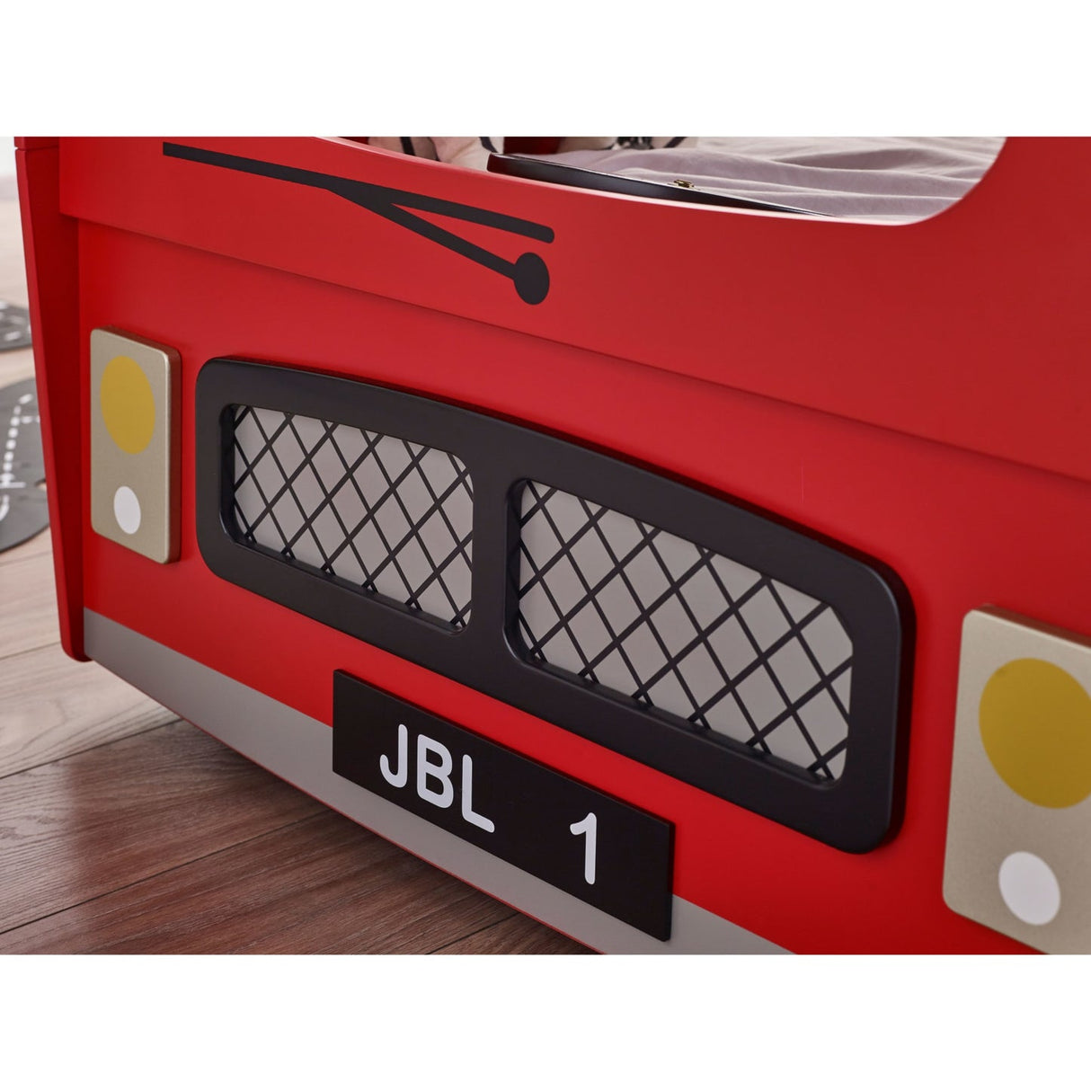 Wooden Bunk Bed With Metal Ladder - London Bus