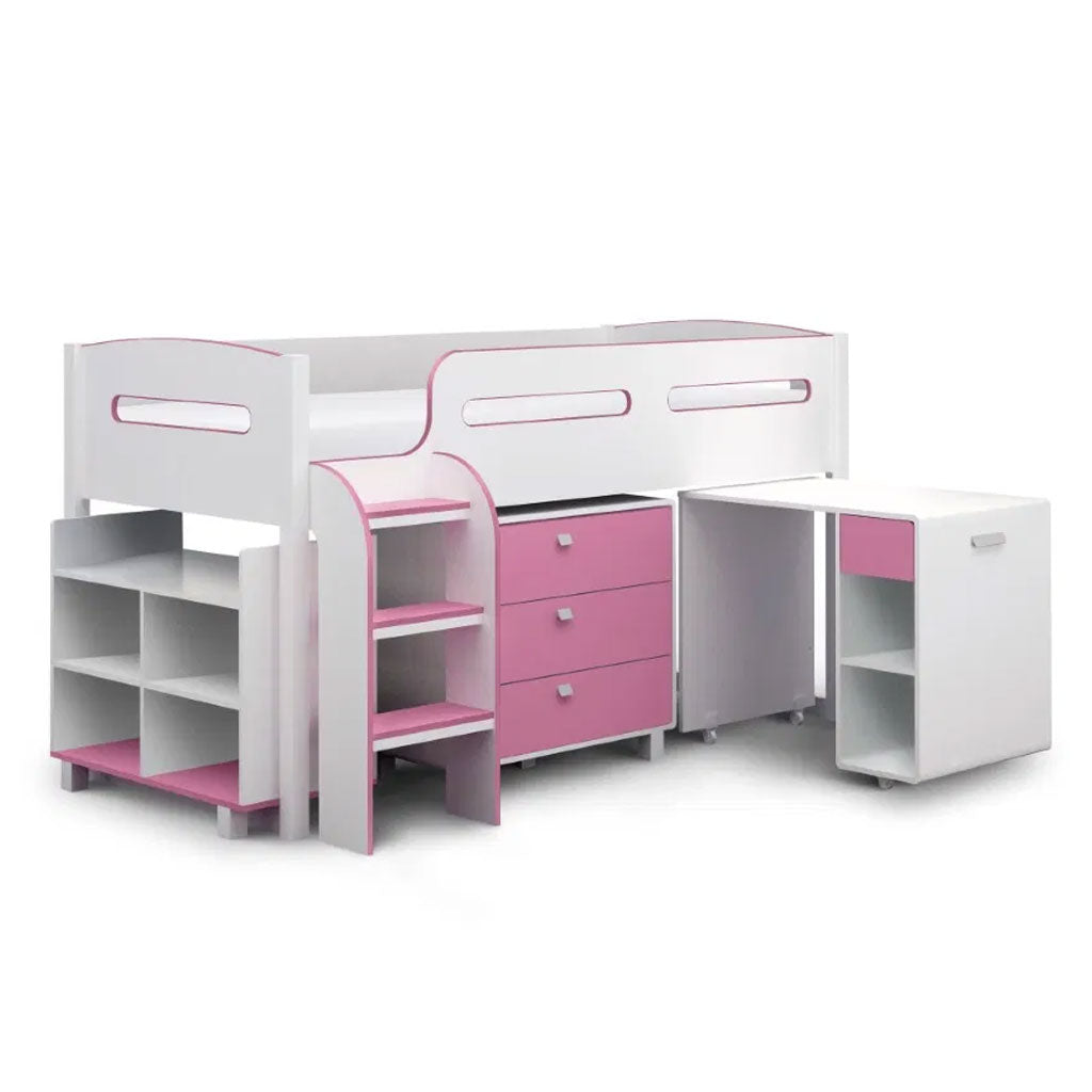 Wooden Cabin Bed With Storage And Desk - Kimbo