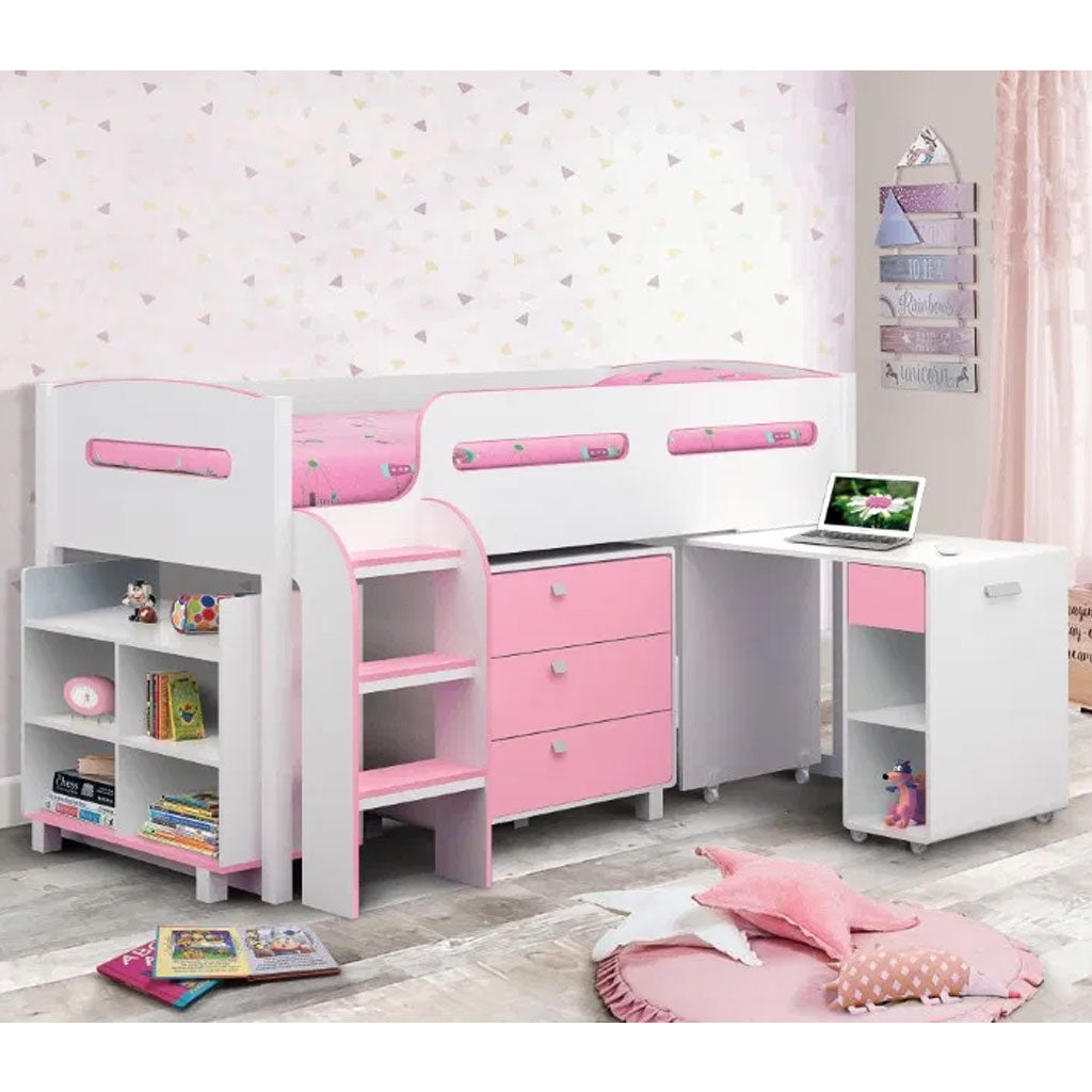 Wooden Cabin Bed With Storage And Desk - Kimbo