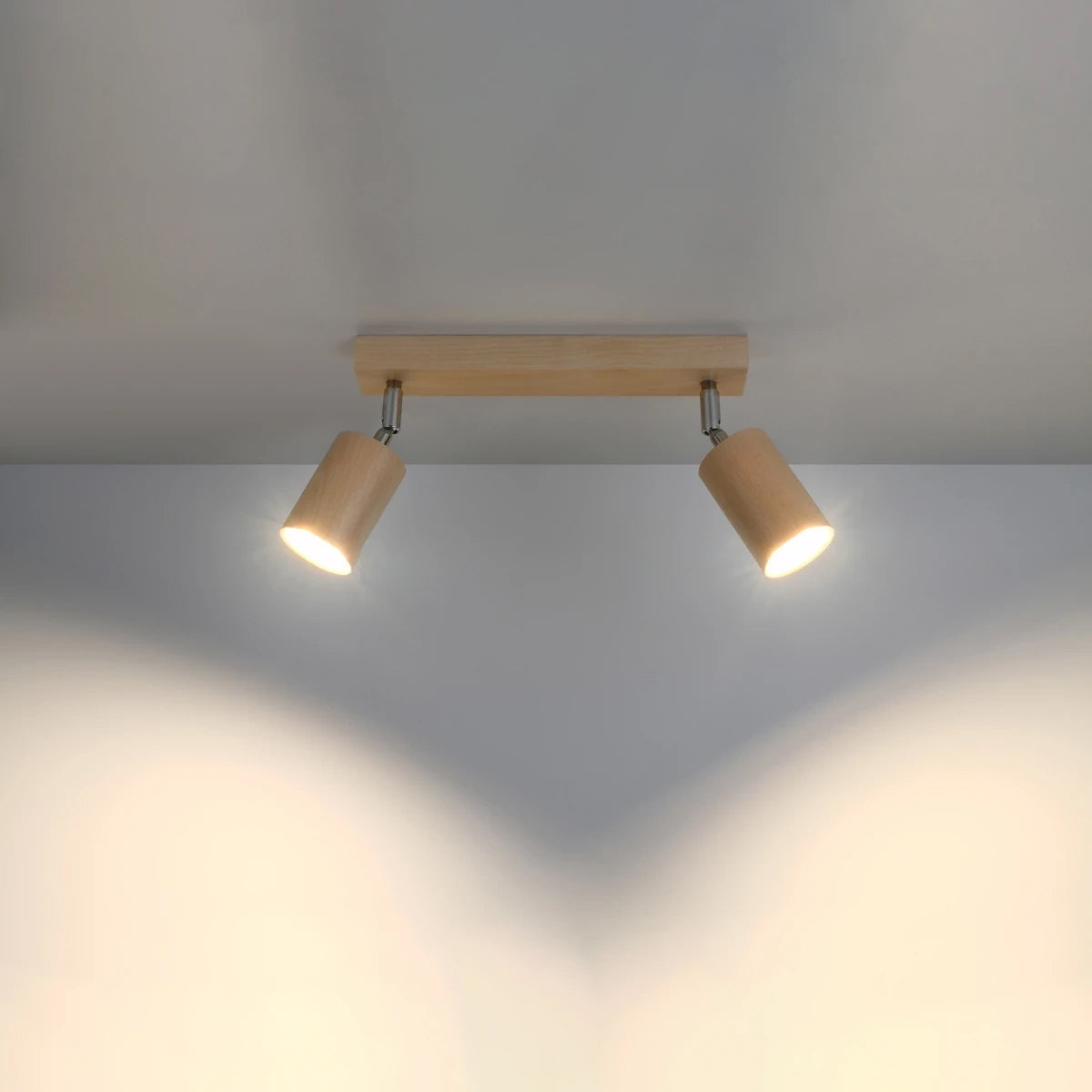 Wooden Ceiling Light With 2 Berg Lamps - Peach Puff