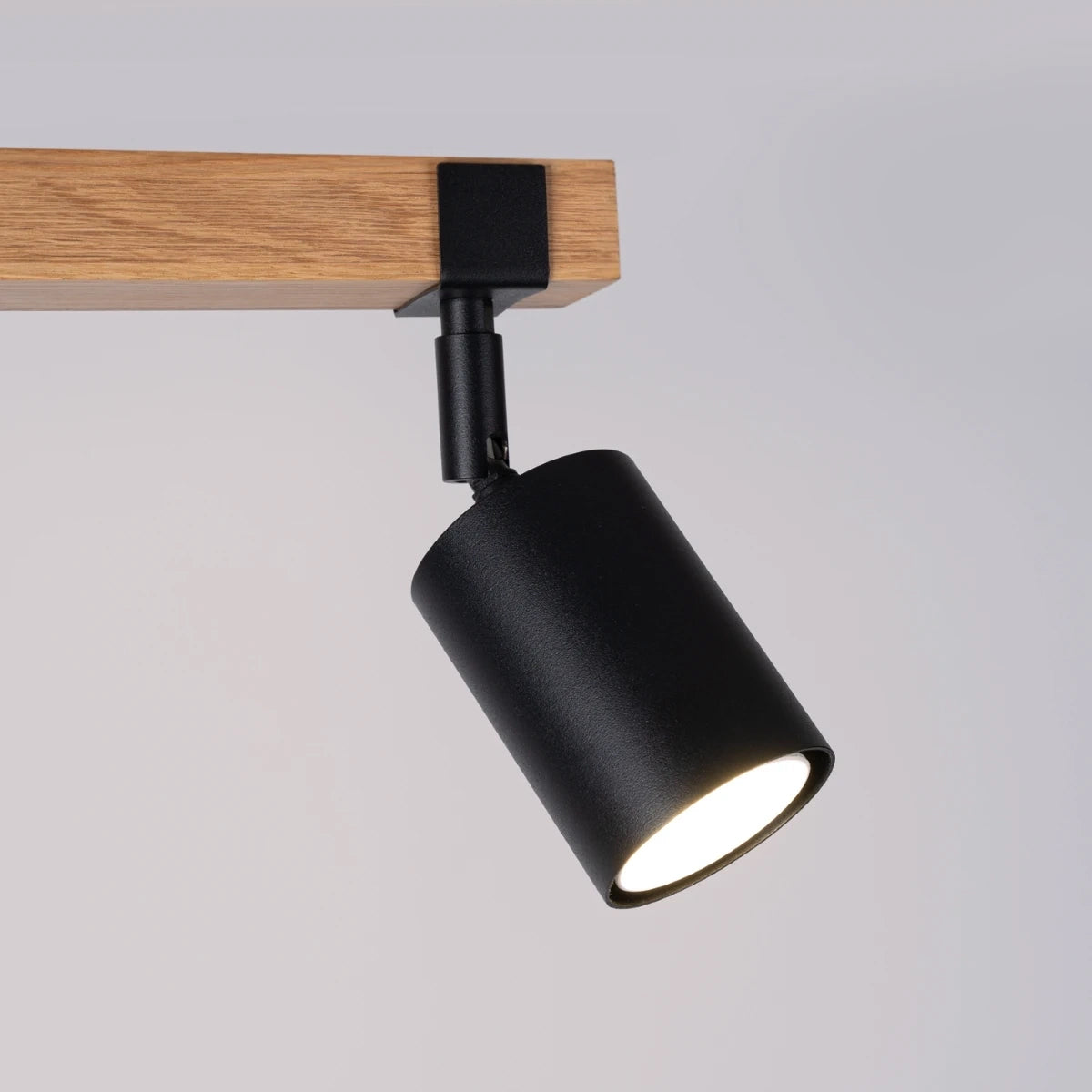 Wooden Ceiling Light With 2 Fager Lamps in Natural Wood - Peach Puff