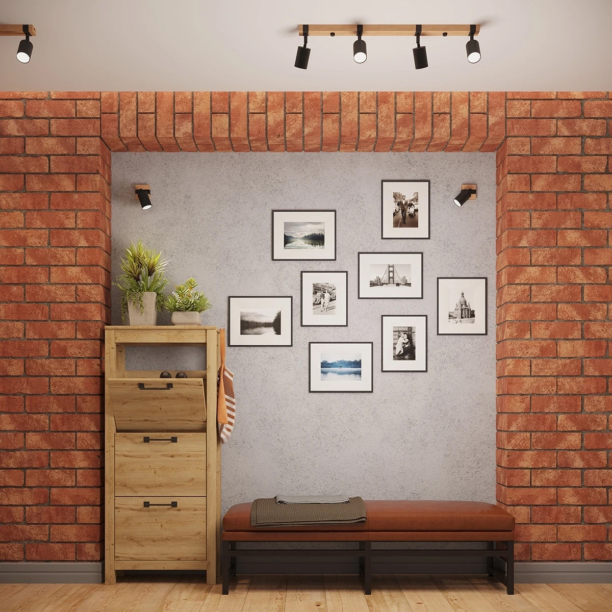 Wooden Ceiling Light With 2 Fager Lamps in Natural Wood - Peach Puff