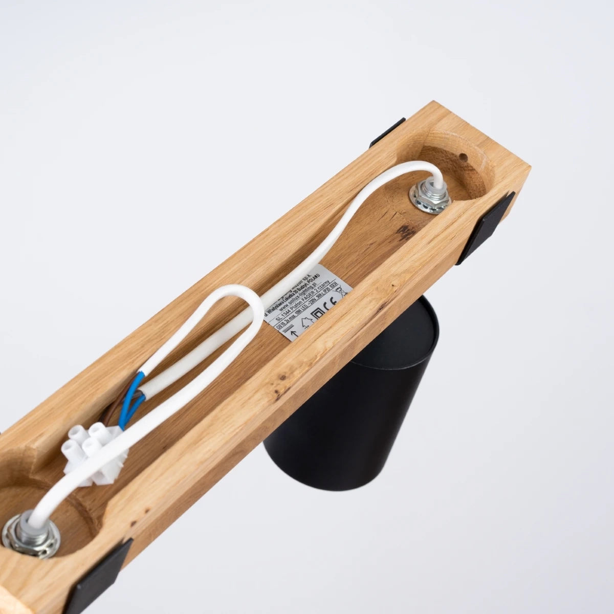 Wooden Ceiling Light With 2 Fager Lamps in Natural Wood - Peach Puff