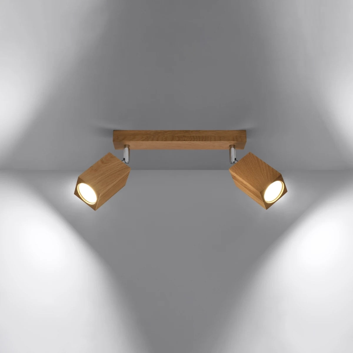 Wooden Ceiling Light With 2 Keke Lamps - Peach Puff