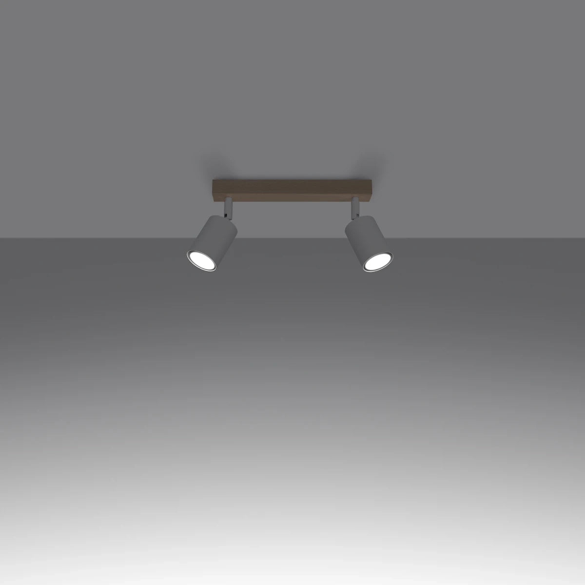 Wooden Ceiling Light With 2 Verdo Lamps in Natural Wood - Peach Puff