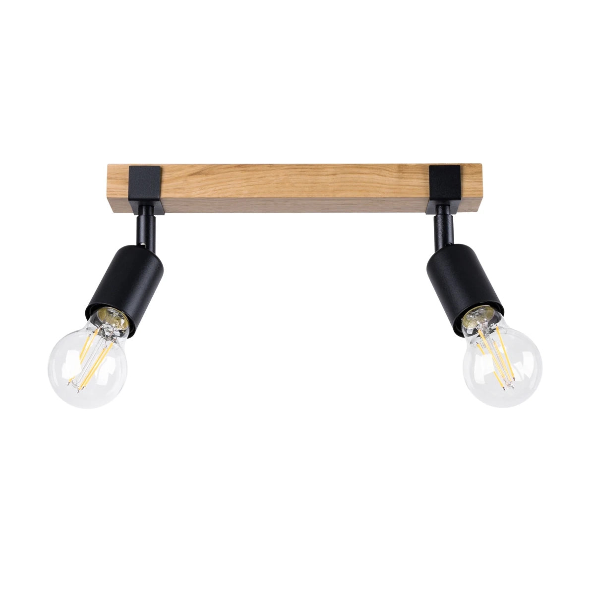 Wooden Ceiling Light With 2 Zuca Lamps in Natural Wood - Peach Puff