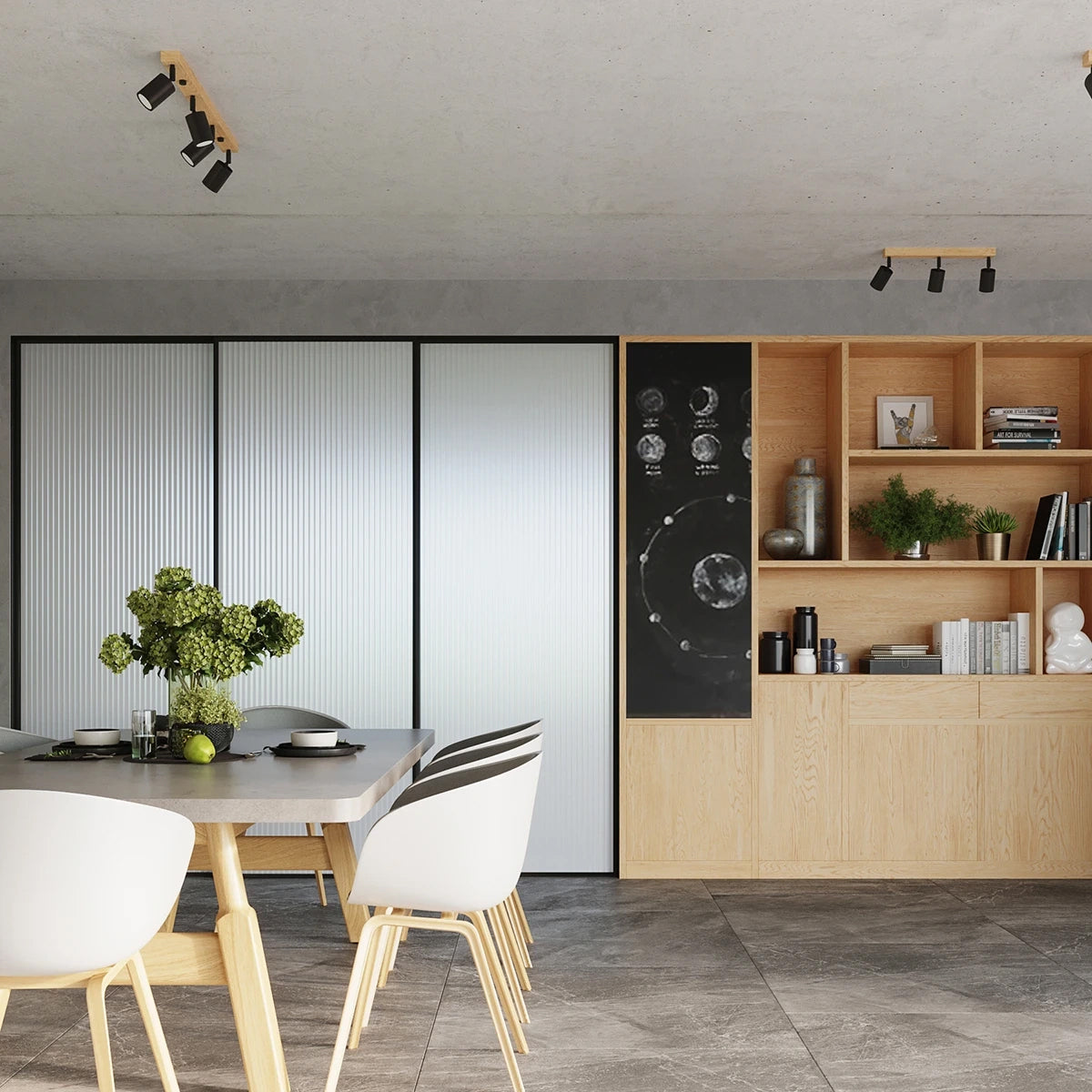 Wooden Ceiling Light With 3 Verdo Lamps in Natural Wood - Peach Puff