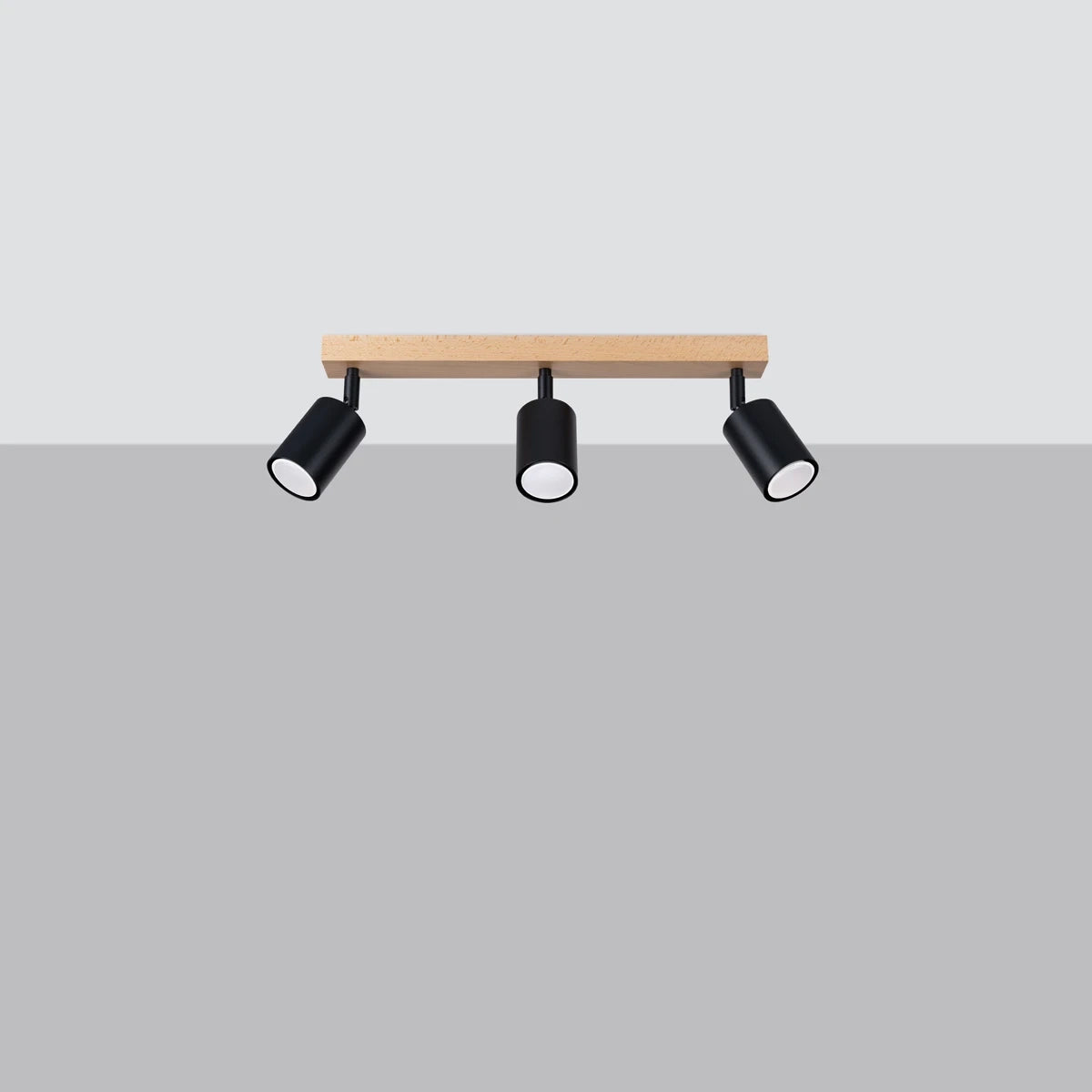 Wooden Ceiling Light With 3 Verdo Lamps in Natural Wood - Peach Puff