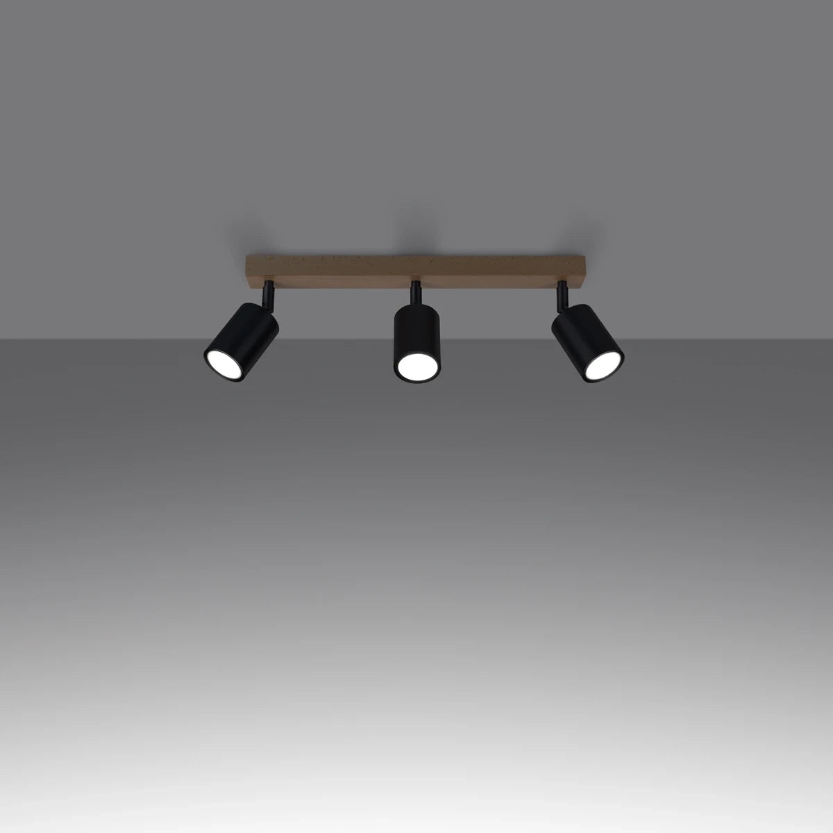 Wooden Ceiling Light With 3 Verdo Lamps in Natural Wood - Peach Puff