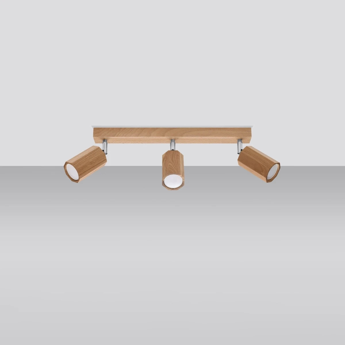 Wooden Ceiling Light With 3 Zeke Lamps - Peach Puff