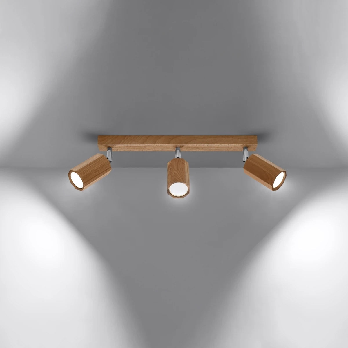 Wooden Ceiling Light With 3 Zeke Lamps - Peach Puff