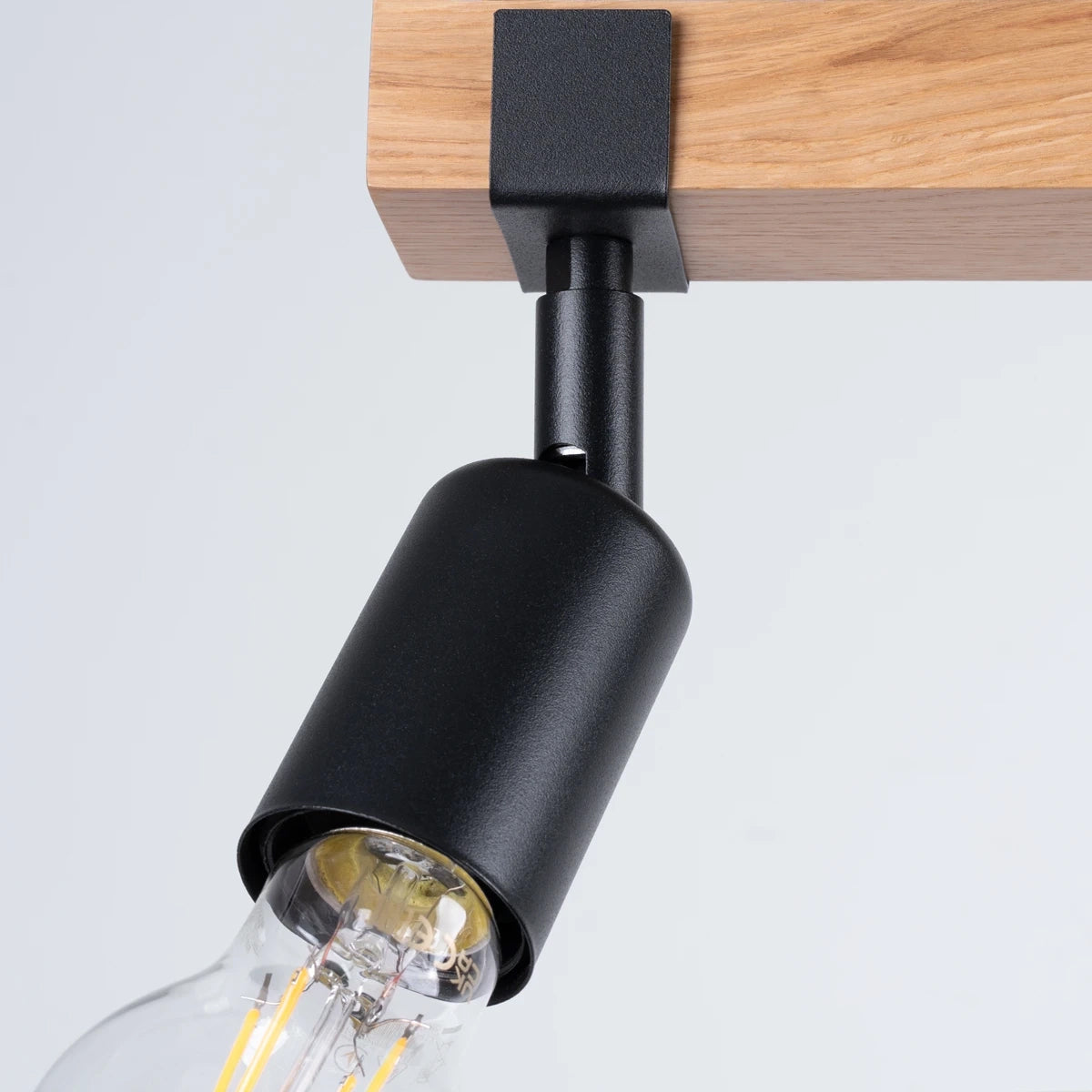 Wooden Ceiling Light With 3 Zuca Lamps in Natural Wood - Peach Puff