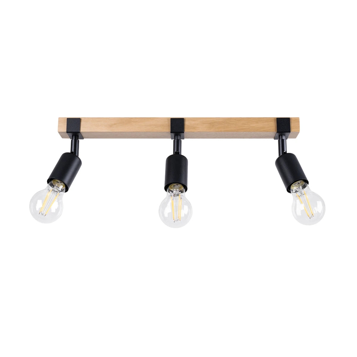 Wooden Ceiling Light With 3 Zuca Lamps in Natural Wood - Peach Puff