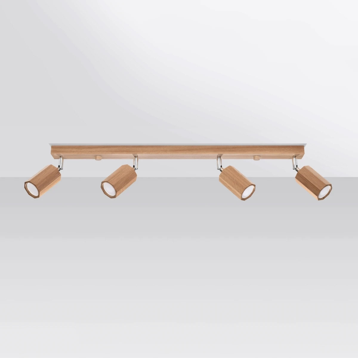 Wooden Ceiling Light With 4 Zeke Lamps - Peach Puff