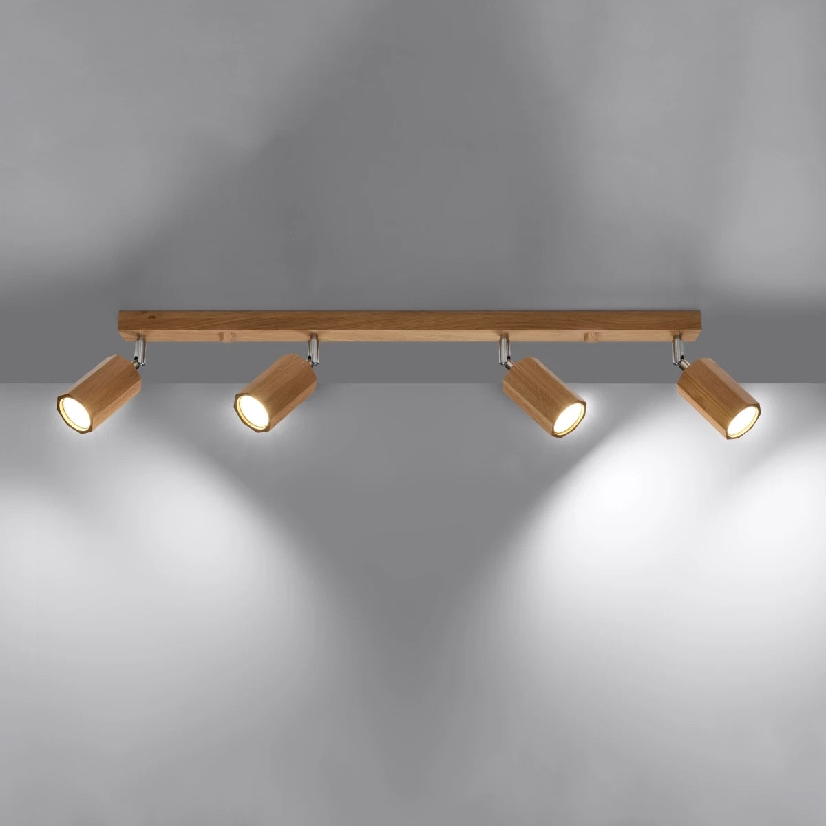 Wooden Ceiling Light With 4 Zeke Lamps - Peach Puff