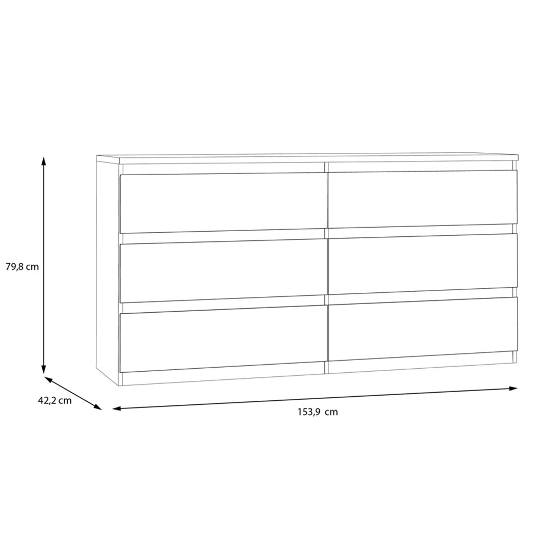 Wooden Chest 6 Drawers Wide - Edmore