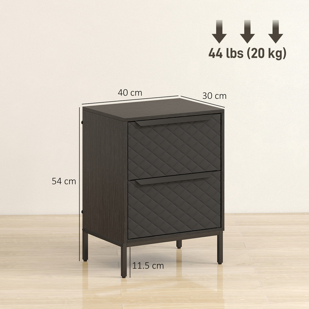 Wooden Chest Of 2 Fabric Drawers 40cm Wide - Velmora