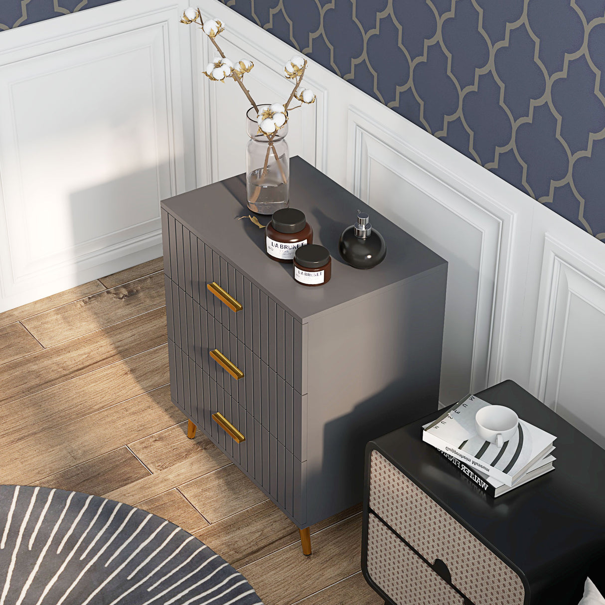 Wooden Chest Of 3 Drawers 60cm Wide - Velmora