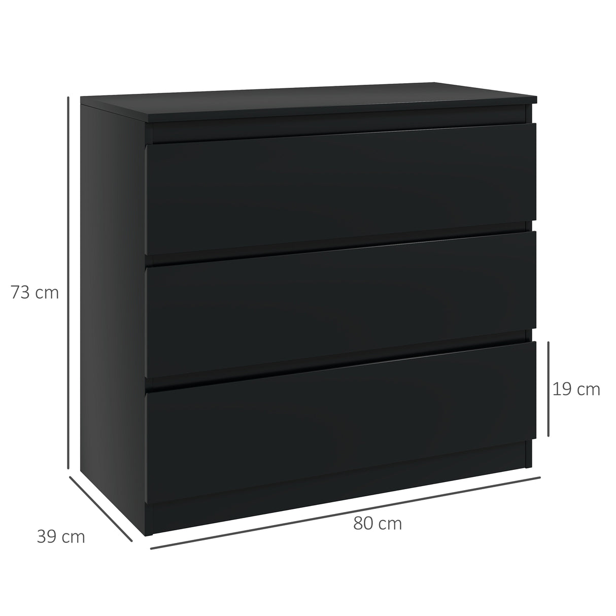 Wooden Chest Of 3 Drawers 73cm H x 80cm W - Velmora