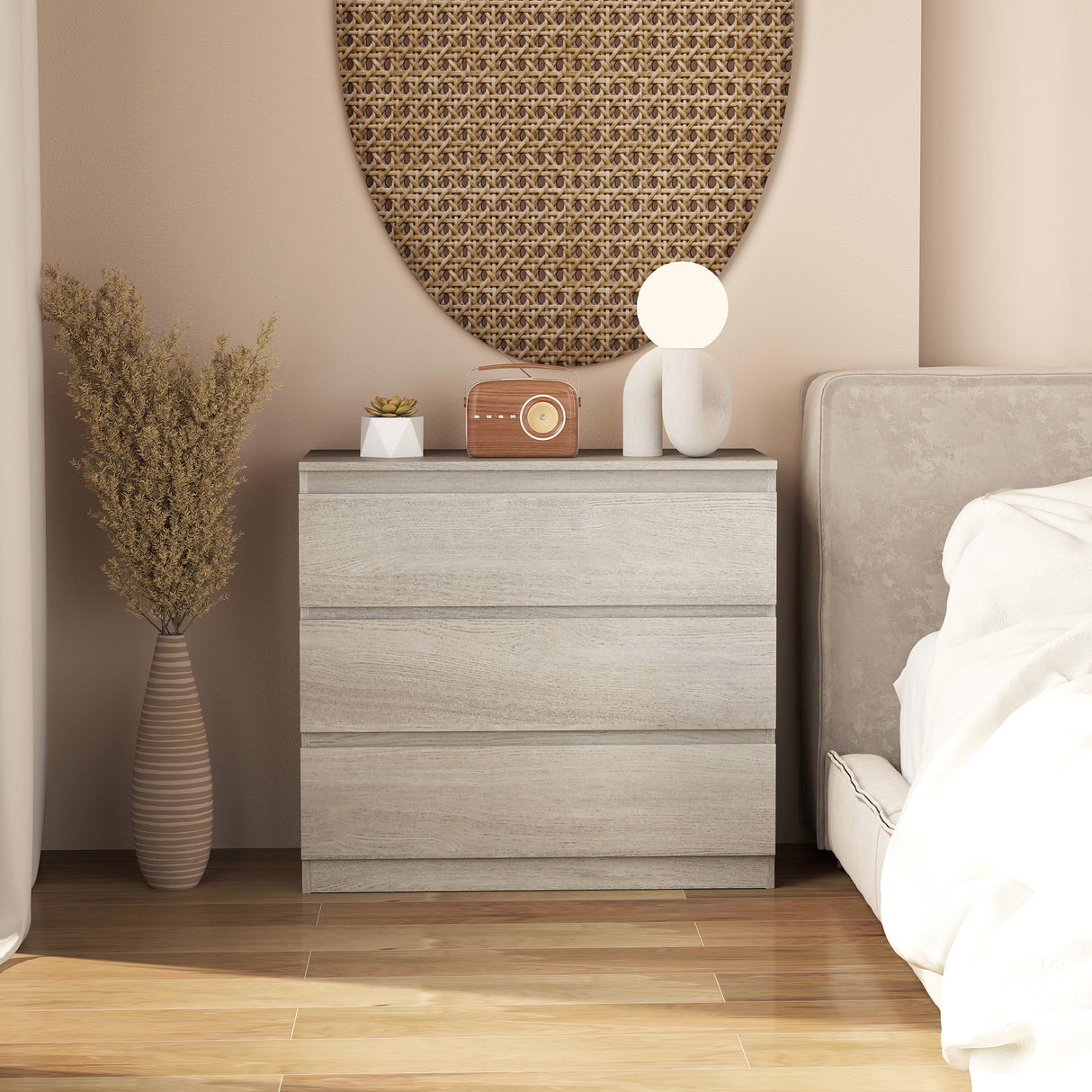 Wooden Chest Of 3 Drawers 73cm H x 80cm W - Velmora