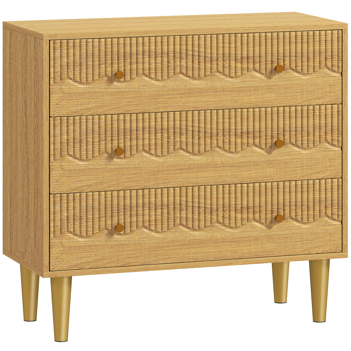 Wooden Chest Of 3 Drawers 80cm Wide With Steel Legs - Velmora