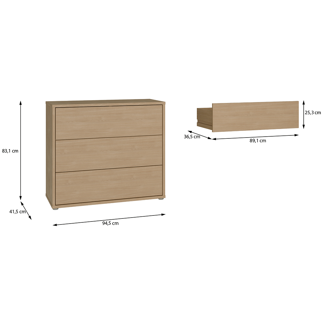 Wooden Chest Of 3 Drawers - Alice Springs