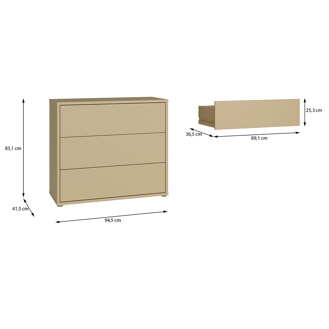 Wooden Chest Of 3 Drawers - Alice Springs
