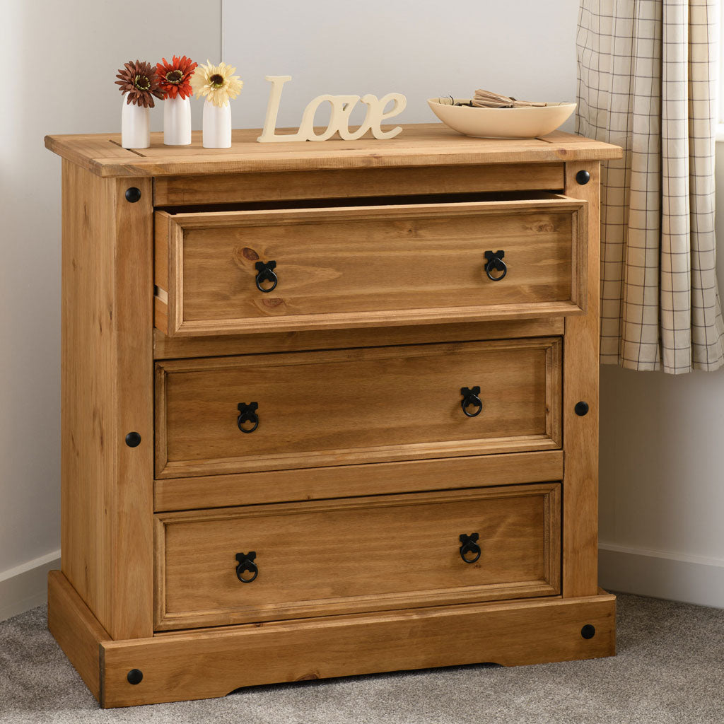 Wooden Chest Of 3 Drawers - Corona
