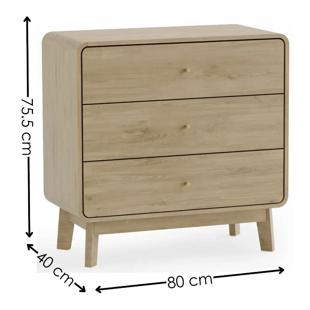 Wooden Chest Of 3 Drawers - Ingrid