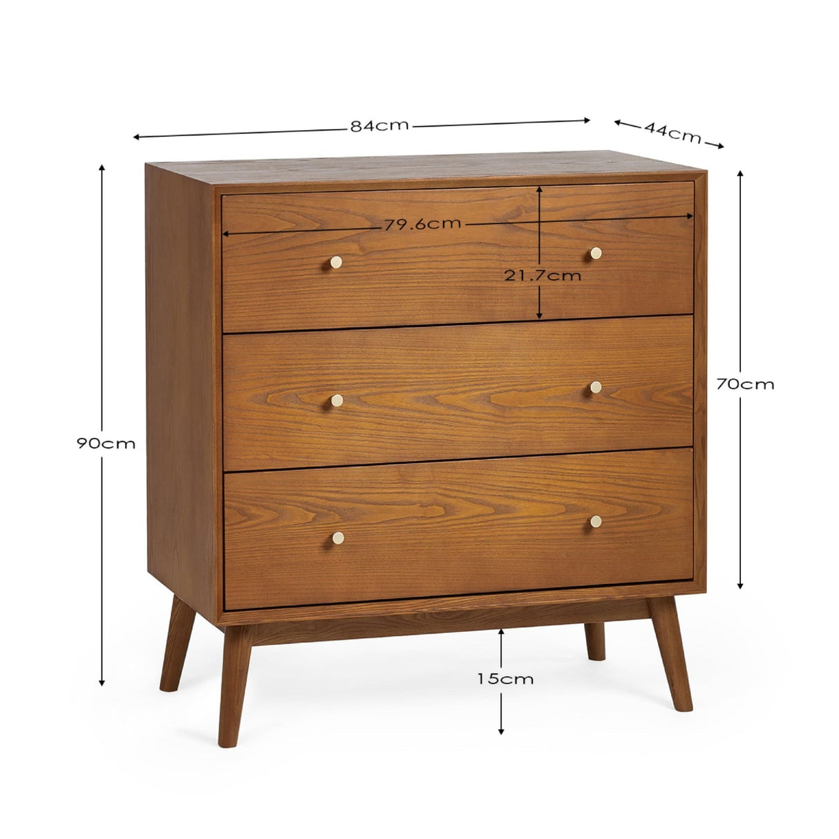 Wooden Chest Of 3 Drawers - Lowry