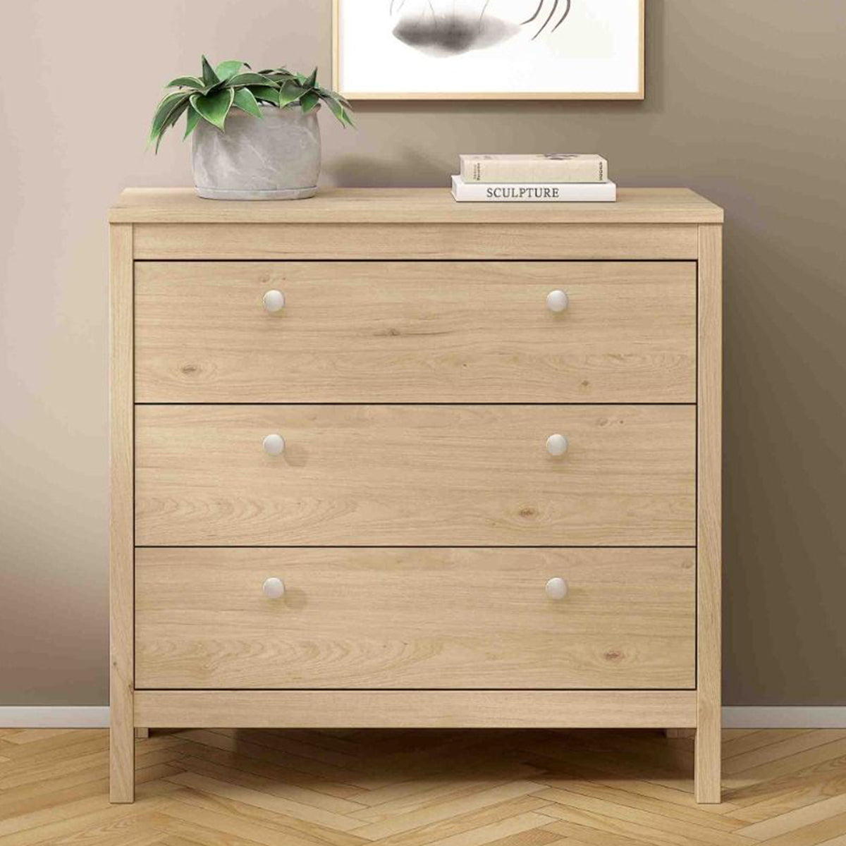 Wooden Chest Of 3 Drawers - Madrid