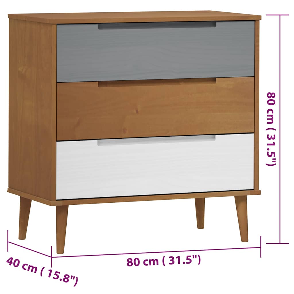 Wooden Chest Of 3 Drawers - Molde